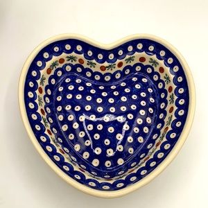 Polish Pottery Heart Shaped Baker